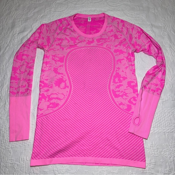 Lululemon Swiftly Tech Long Sleeve T Shirt Women's 12 Pink Crew Neck Pullover - Picture 1 of 10